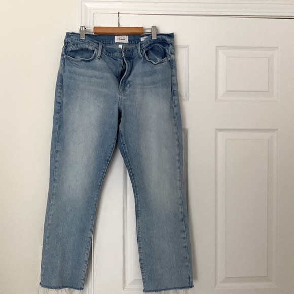 Frame Le high Raw Hem Crop Straight Leg Jeans - Picture 4 of 5